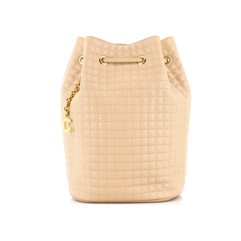 Celine Quilted Bucket Bag - Cream